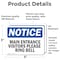 Signmission Main Entrance Visitors Please Ring Bell OSHA Notice Sign, Vinyl Decal, 5in W x 3.5in L, 2PK OS-2PACK-NS-D-35-L-14084 - alternate 6